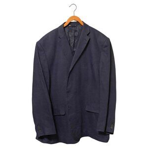 Ralph Lauren Navy Blue Linen Blazer Men's 52L Single Breasted 2 Button